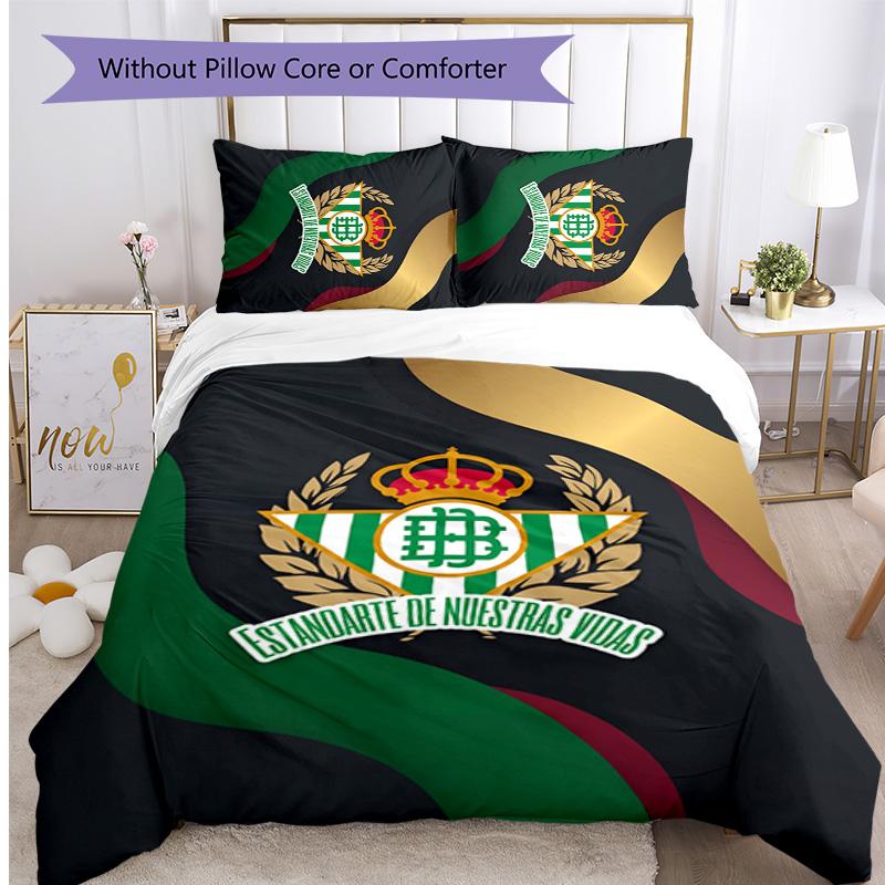Set Lenzuola Stampato Calcio Real Betis 3 Pezzi, Comodo Set Copripiumino per Camera da Letto Amico della Pelle