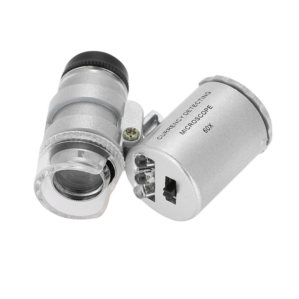 LED Microscope 60X Magnifying Glass, Portable Magnifier with Light, Bright LED Lights for Jewelry and Currency Inspection, In-Depth Lo