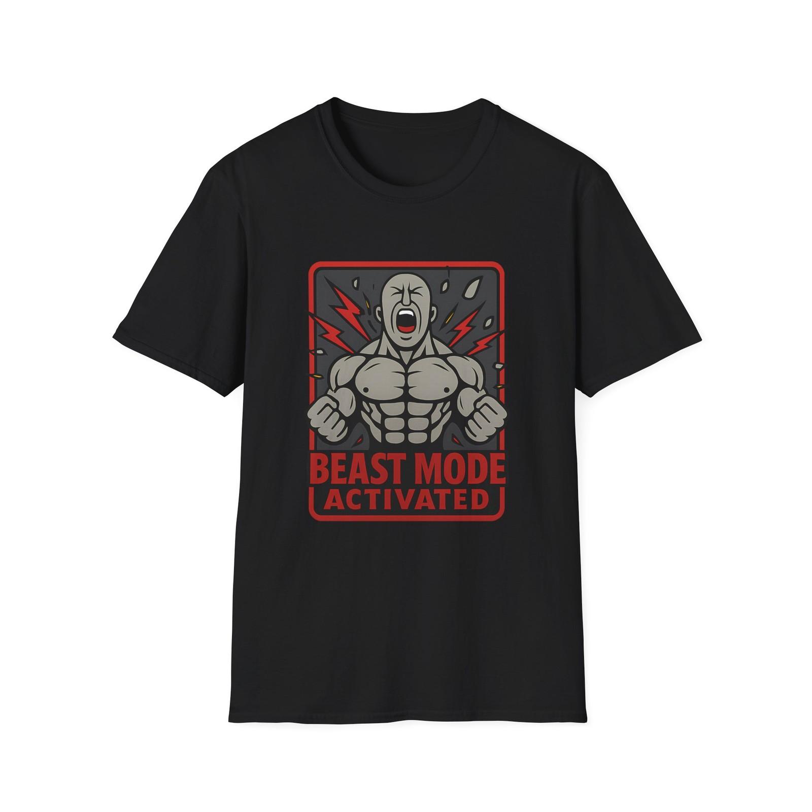 Unisex Softstyle T-Shirt Mens Womens Tees Top – Beast Mode Activated Tee, Screaming Lifter, Muscle 3XL
