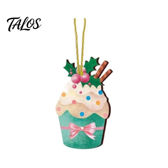 Holiday Hanging Pendants Christmas Wooden Ornament, Lollipop Cupcake Ice Cream Popsicle Cute Snowman Decor Decorations for Xmas Tree, Window,