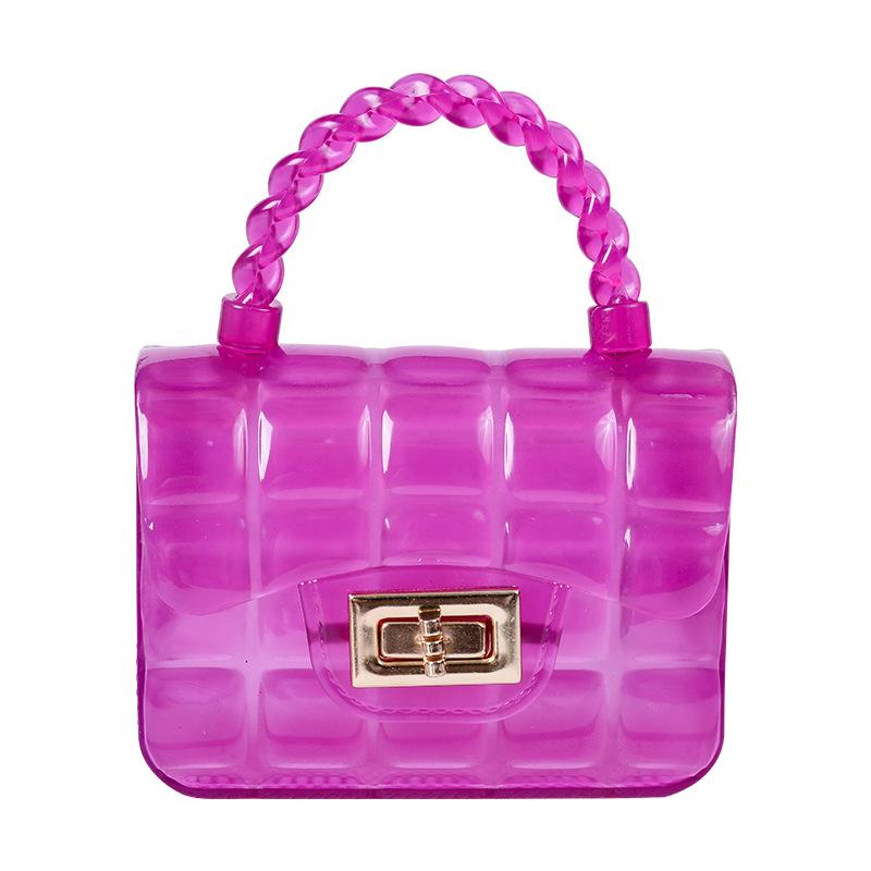 girls Grid Mini Crossbody Fresh Sweet PVC Jelly Bag Wholesale Foreign Trade Crossbody Purse With Lock Buckle Chain Candy Color