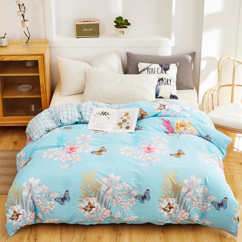 Pink Floral Duvet Cover 100% Cotton Flowers Print Aesthetic Comforter Cover Soft Skin-friendly Bedding for Teens Kids Girls Gift