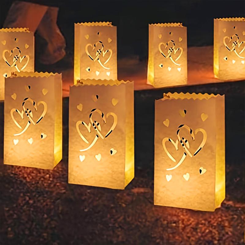 10pcs Hollow Out Halloween Fire-Retardant Candle Bags Parties White Exquisite Multiple Options Available