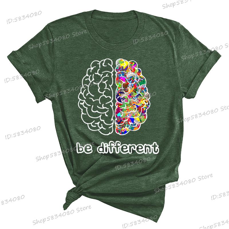 Autism Awareness Day Essential Tshirt Autist Brain Be Different Graphic T Shirts Autism Awareness Crew Neck Short Sleeve Tshirt