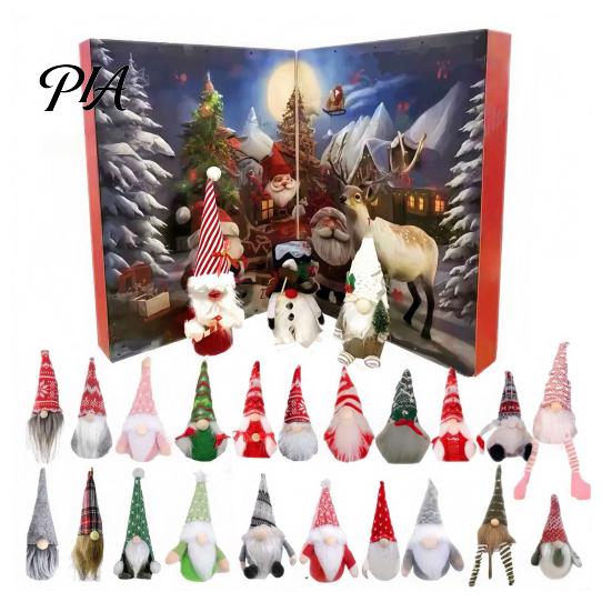 Plush Dwarf Box 2026 Christmas Gnome Advent Calendar, 24 Day Countdown Set with Faceless Soft Figurines Dolls, Xmas Ornaments for Tree Hanging