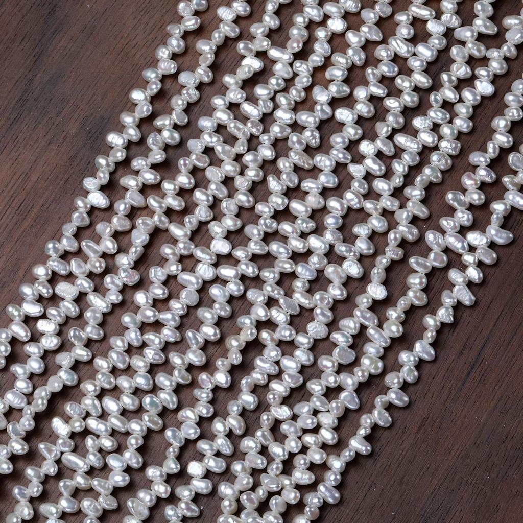 Cost-effective natural freshwater real pearl necklace with three-hole, double-sided polished pearls, strong luster, and baroque irregular shape