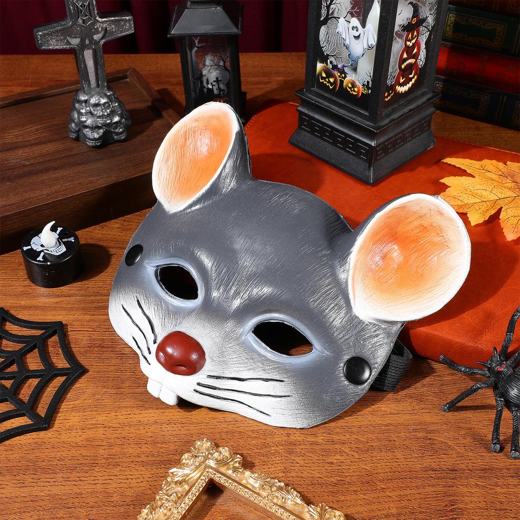 1Pcs Light Grey Mouse Mask Creative 3D Carnival Party Mask Halloween Face Cover for Adults Party Face Cover