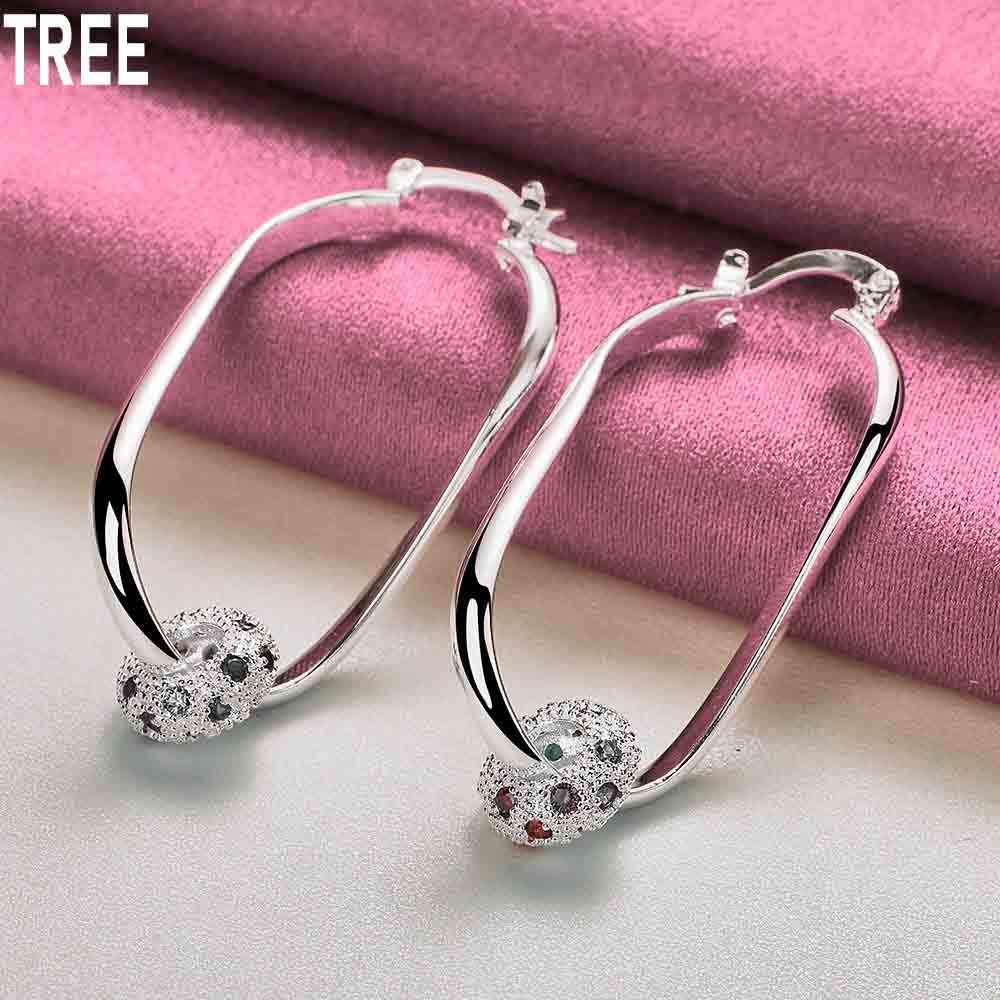 925 Sterling Silver Elegant Engagement Noble Beautiful Perforated Earrings Fashion Wedding Jewelry