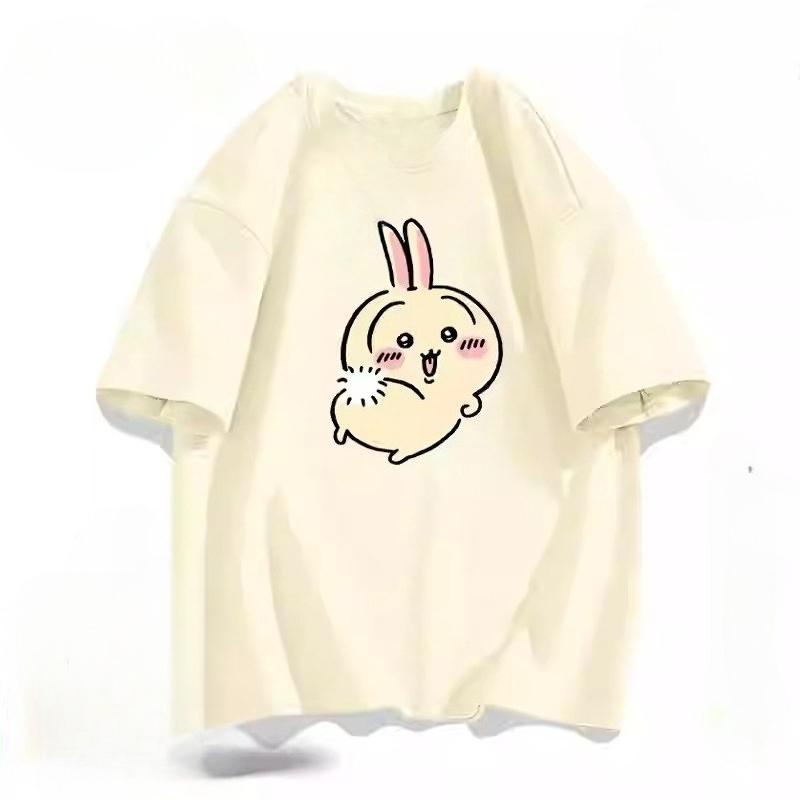 MINISO Hachiware Usagi Cute Cartoon Y2K Women‘s and Men’s T-Shirt Hippie Short-Sleeve T-shirt Summer O-Neck Oversize Clothes