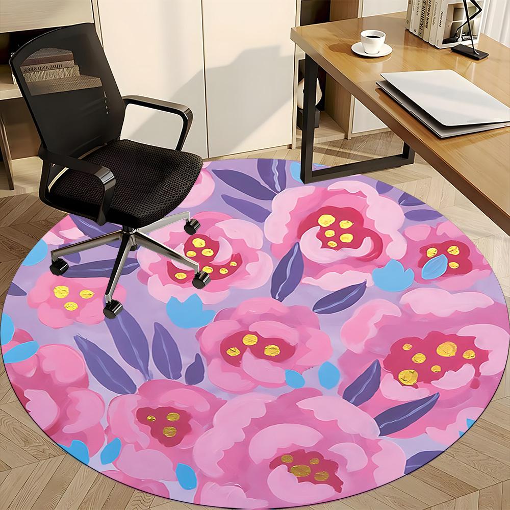 1pc Floral Pattern Chair Carpet for Office - Durable, Ideal for Chair Mats, Stylish & Functional Decorative Rug Yy260203056