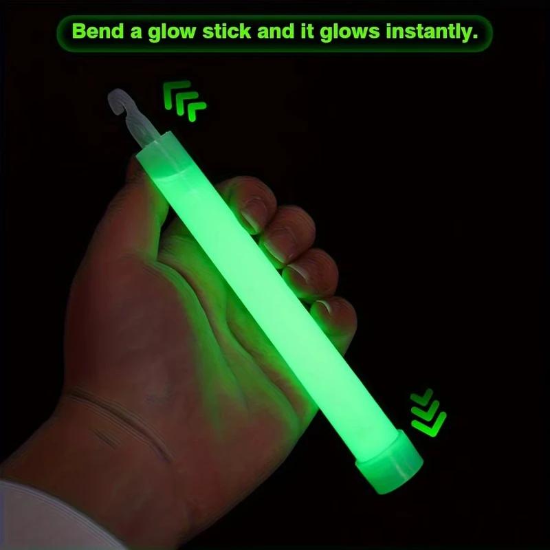 Top-quality LED Glow Stick with Hook 6 Inch Fluorescence Light Glow Sticks for Hiking Camping Outdoor Concert Party Light
