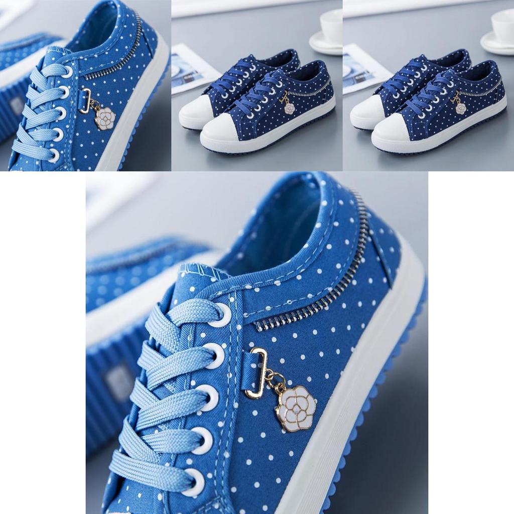 Dark Blue Canvas Shoes For Women With Comfortable Board Bottom Design**