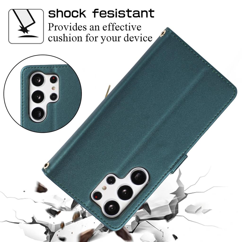 Zipper Wallet 9 Cards Bag Flip Leather Case for Samsung S23 S22 S21 S20 Ultra Plus S21FE A14 A54 A13 A53 A12 /iPhone 15 14 13 12 Pro Max XS Max 7P 8P