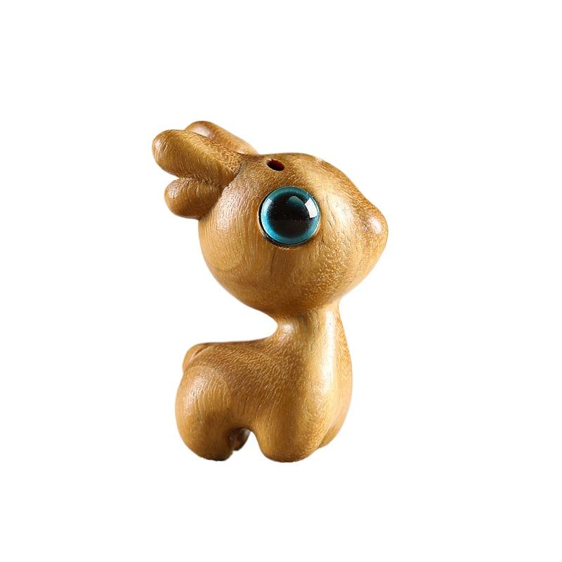 Sandalwood Deer Car Keychain, Pendant, Couple Phone Pendant, USB Disk Chain Hanger, Gift