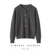 2026 Autumn/Winter Women's Beaded 100% Cashmere Round-Neck Versatile Cardigan Sweater