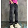 Winter Retro High Street Men's Full Print Jacquard Loose Straight-Leg Jeans