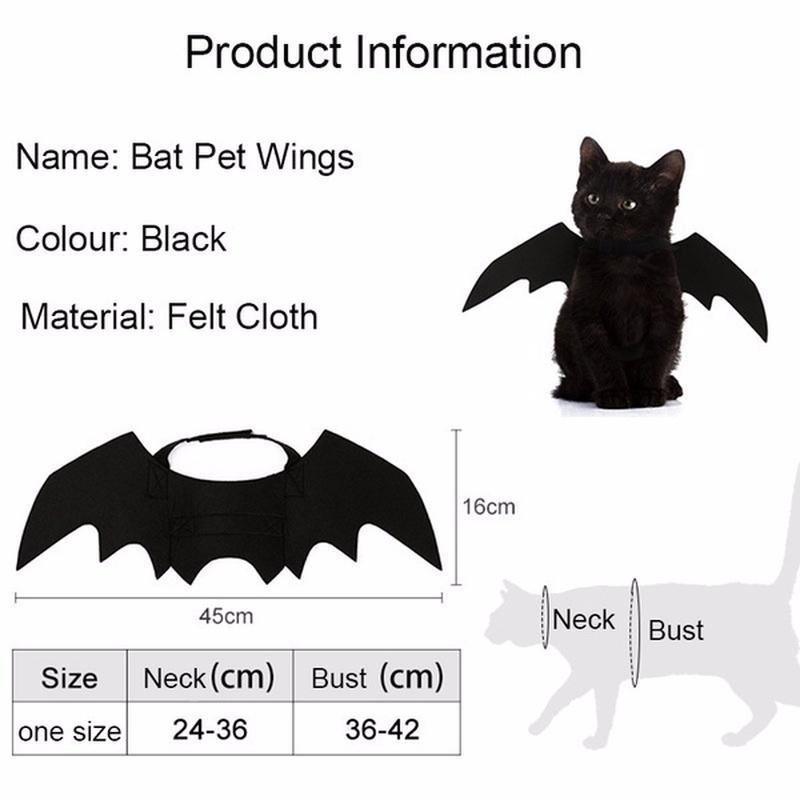 Pet Halloween Bat Wings Costume, Funny Cosplay Outfit for Dogs Cats Puppy Kittens, Black Felt Wings Pet Holiday Party Clothes