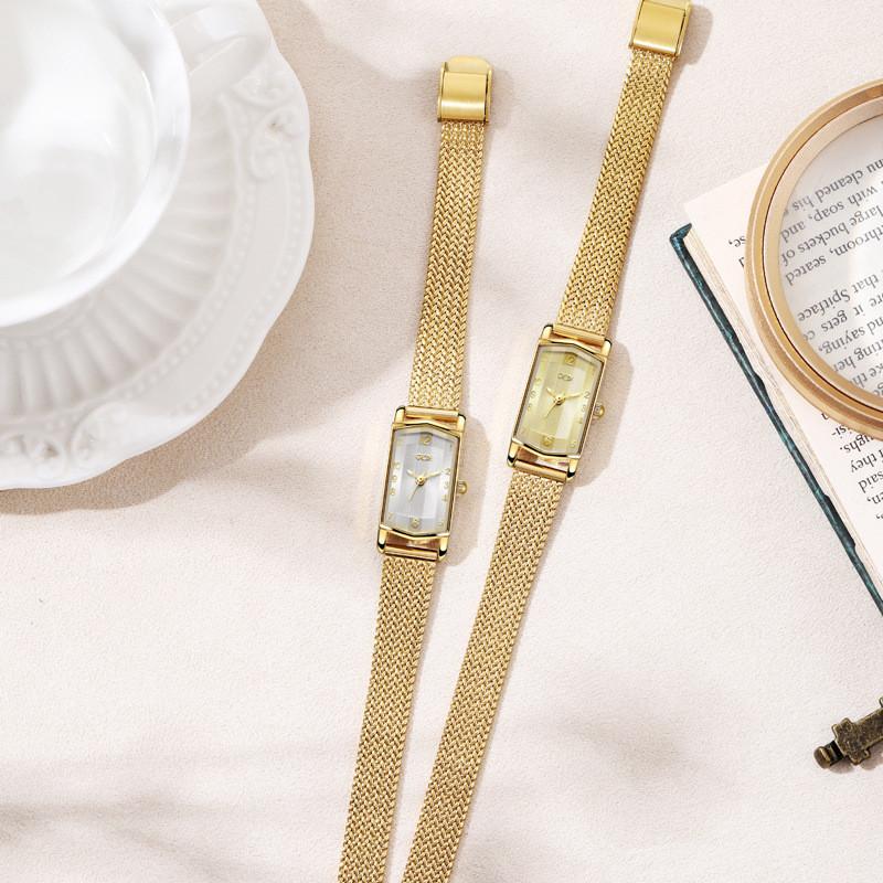 Klein Gouden Horloge Voor Dames Quartz Polshorloge Met Decoratief Wijzerplaat