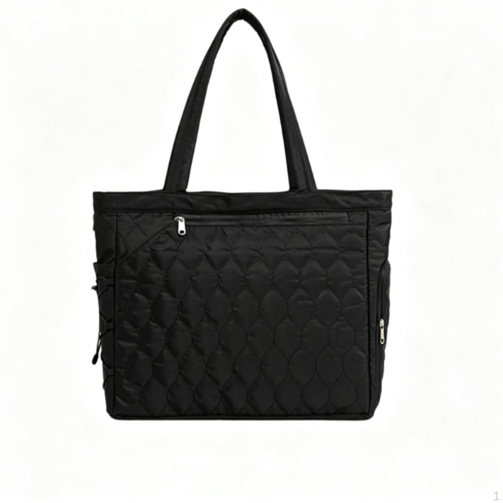 Padded Tennis Tote with Racket Holder | Zippered, Bag, for Gym Black