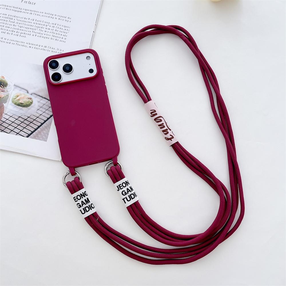 Silicone Phone Case for IPhone 17 Air 16E 15 14 Plus 13 12 11 Pro 17 Pro Max with Candy Color Crossbody Necklace Strap Lanyard