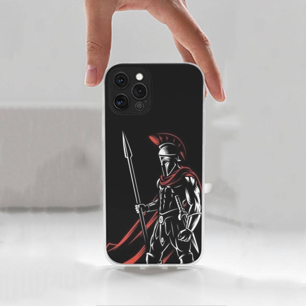 Spartan Warriors Case For iPhone X,14,16,Mini,XS,SE,12,15,Pro,17,Plus,11,Max,13,XR,Transparent Soft Cover
