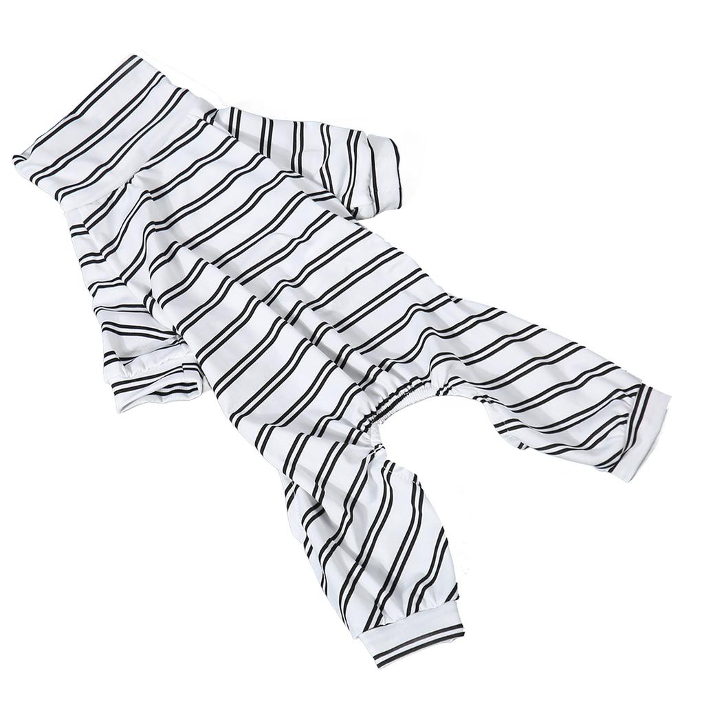 Striped Dog Pajamas Fashionable Cute Summer Thin 4 Legged High Collar Dog Jumpsuit for Indoor Outdoor