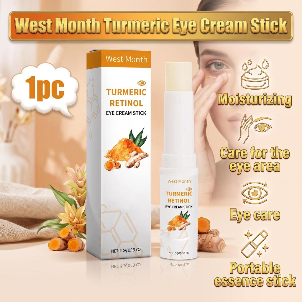 West Month Turmeric Eye Cream Stick Moisturizing Moisturizing Care Eye Area Delicate Eye Care Portable Essence Stick