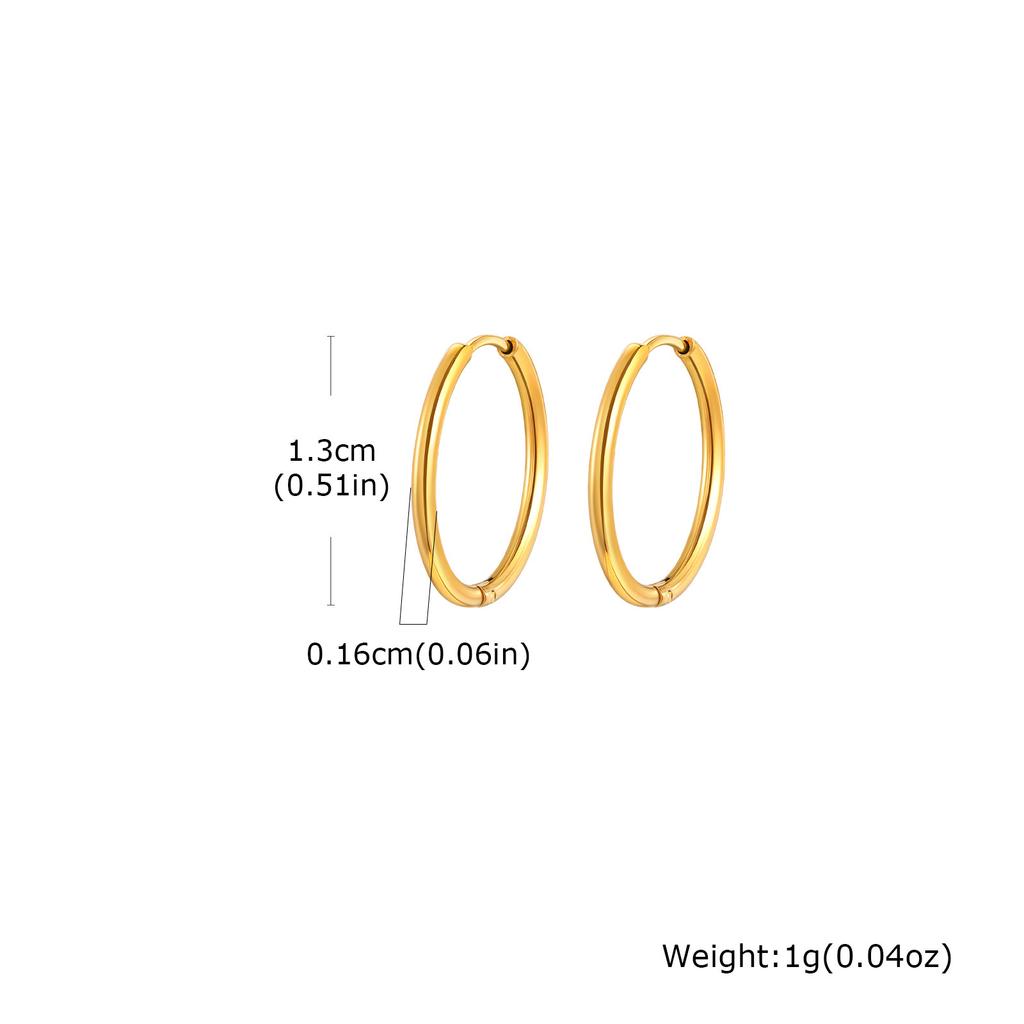Wind stainless steel geometric large plain ring earrings plated with 18k gold simple earrings women's multi-specification 2mm, 4mm