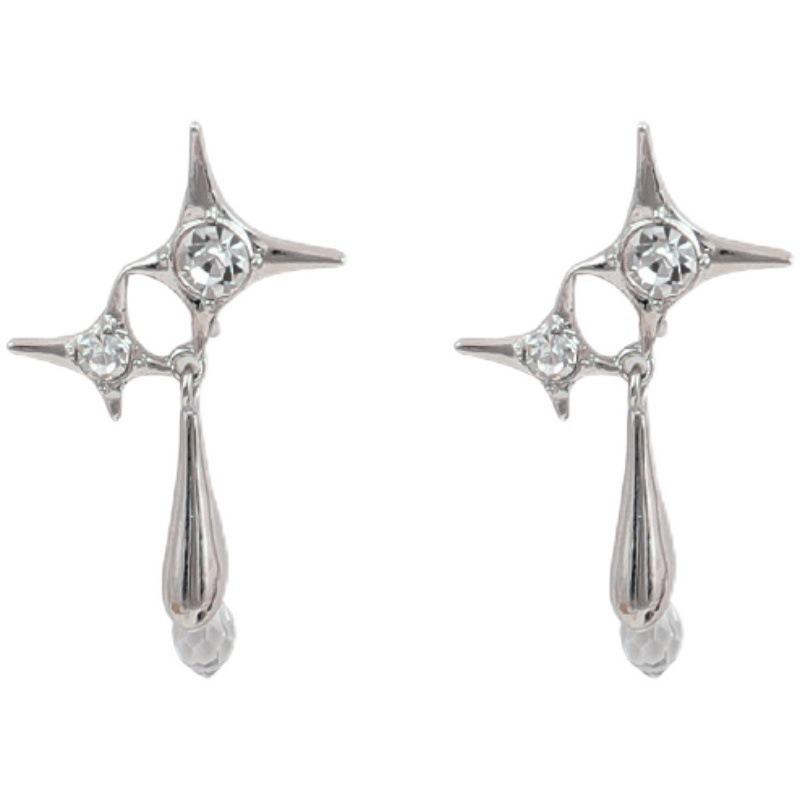 Y2K Four-pointed Star Drop Dangle Earrings for Women Harajuku Creative Gothic Pearl Cross Earings Fashion Punk Jewelry Accessory