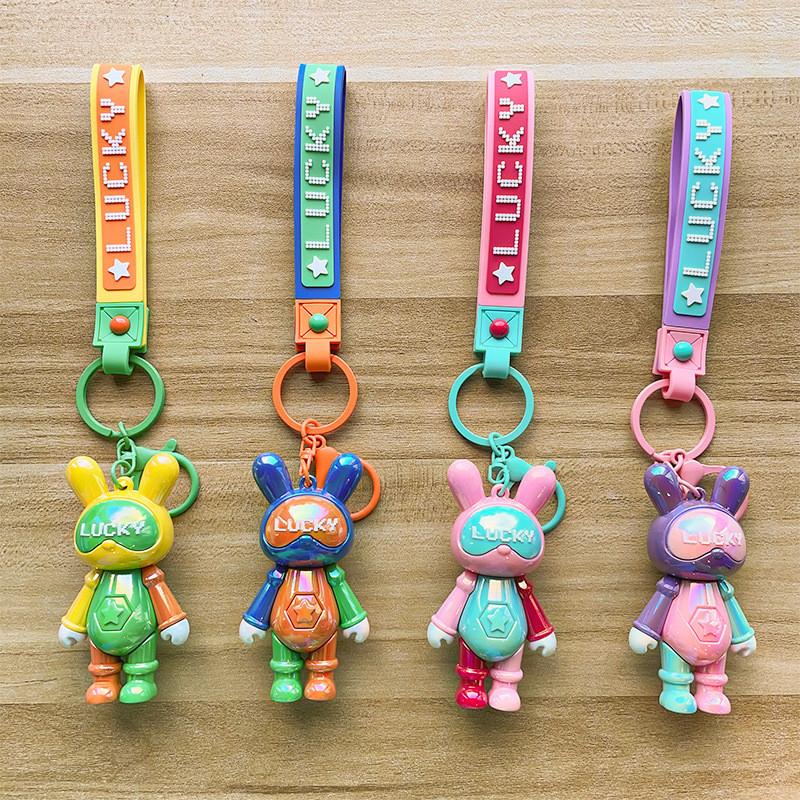 Trendy Lucky Rabbit Keychain Colorful Silicone Keyring For Birthdays And Celebrations