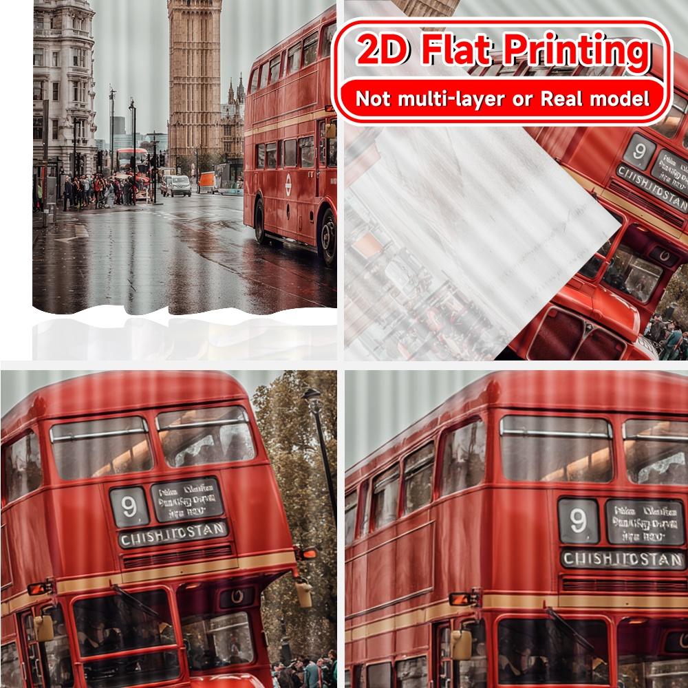 2D Flat Printing  2pcs London Journey Fashionable Popular Curtains Durable Polyester Curtains Thermal Insulation   and Room