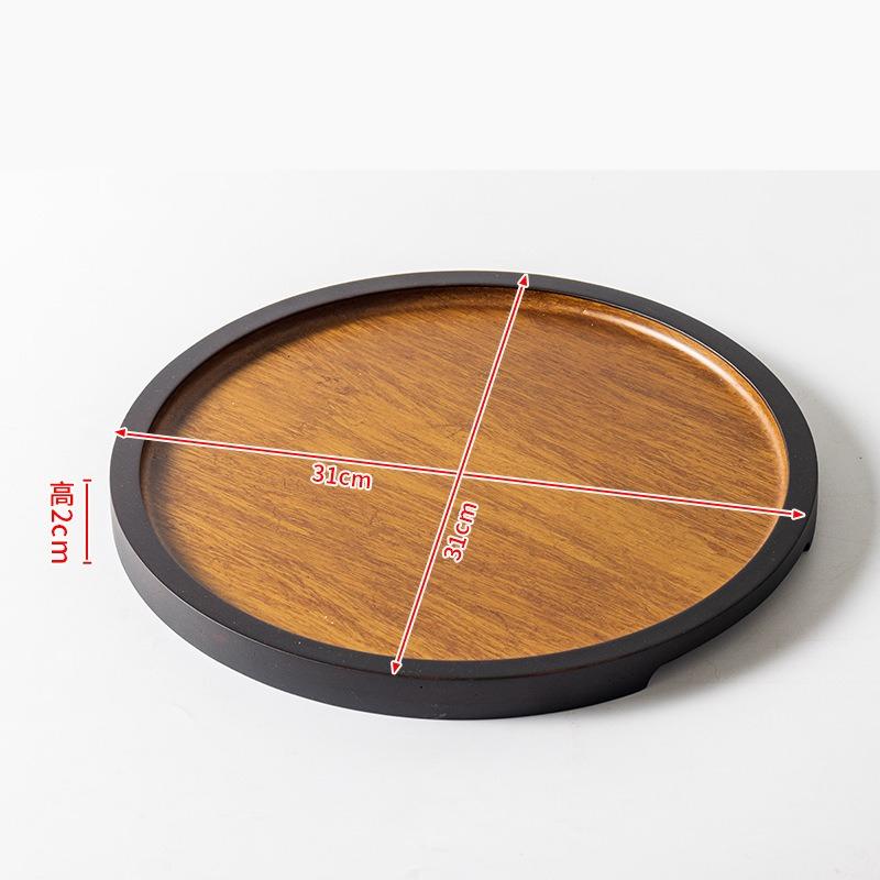 1PC Embossed Pattern Tray New Chinese Style Square Round Bamboo Tea Plate Household Desktop Decoration