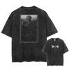 Japan Anime Jujutsu Kaisen Gojo Satoru Print Washed Tshirt Men Pure Cotton Tshirts Manga Casual T Shirt Harajuku Top Streetwear