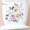 Toilet Lid Sticker Strong Stickiness PVC Waterproof Easy-peel Flower Theme Toilet Seat Decal Restroom Art Decoration