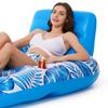 Maple Leaf Inflatable Water Lounger with Cup Holder and Mesh Bed
