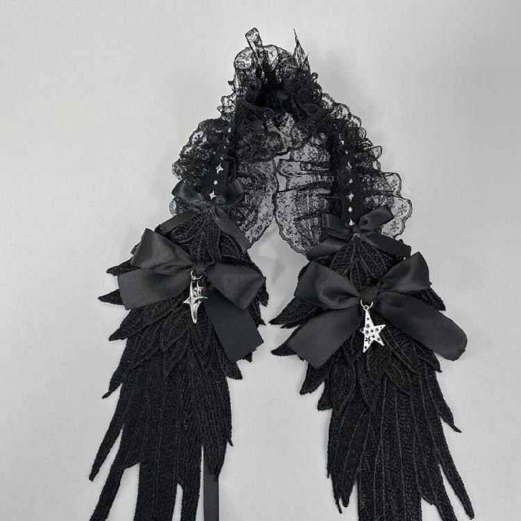 Anime-Themen-Event Spitze Rüschenbesatz Stirnband Schleife Haarband mit Engelsflügel Stern Für Rollenspiel-Partys Und Kostüme