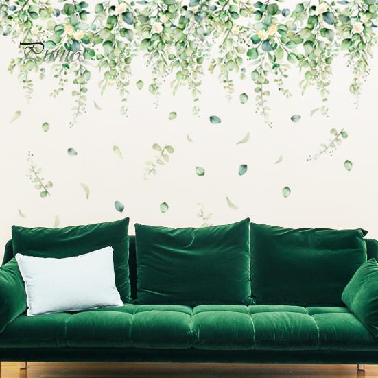 Wall Sticker Fine Workmanship Bright Color Green Plant Pattern Wall Decals for Home Living Room Decoration
