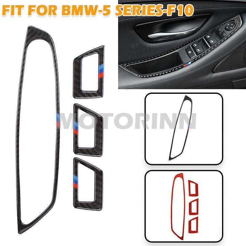 Set For BMW F10 5 Series 2011~2017 Carbon Fiber LHD Window Switch Cover Sticker