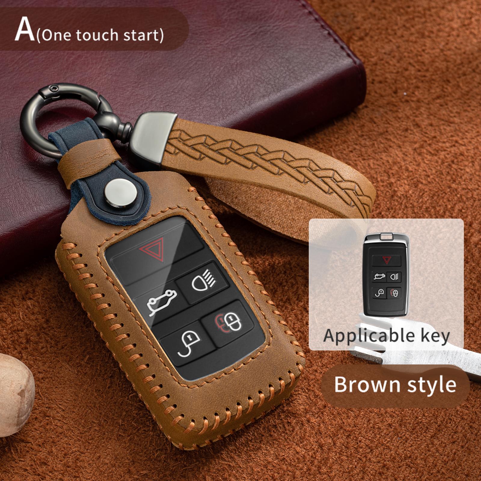 

New Leather Car Key Case Remote Control Protector Cover For Land Rover Range Rover Sport Evoque Velar Discovery 5