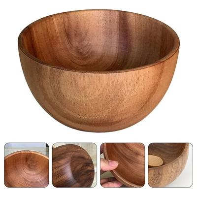 1x Acacia Wooden Bowl Japanese Style Wood Rice Soup Bowl Salad Ramen Bowl Food Container Small Bowl Tableware Salad Bowl