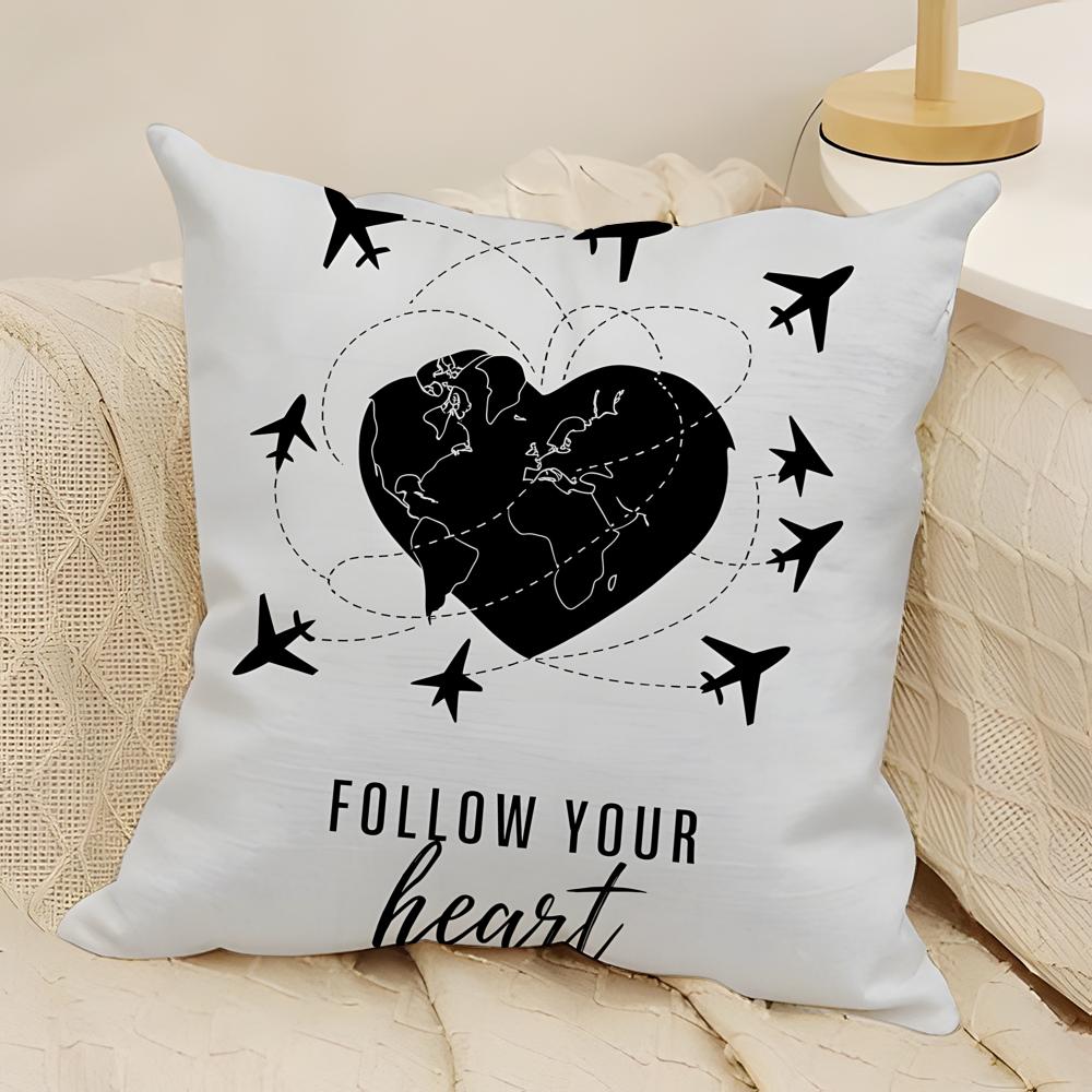 Black Pattern For Airplane Pilots 2 Pillow Case Natural Linen Double-Sided Printing Sofa Home Decor Cushion Cover