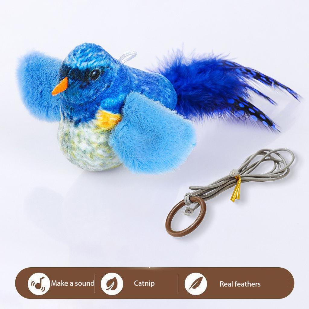 Smart Cat Chirping Bird Toy - Auto Sound Activation Chew-Resistant Feathers & Catnip Attraction Dual Play Modes for Interactive