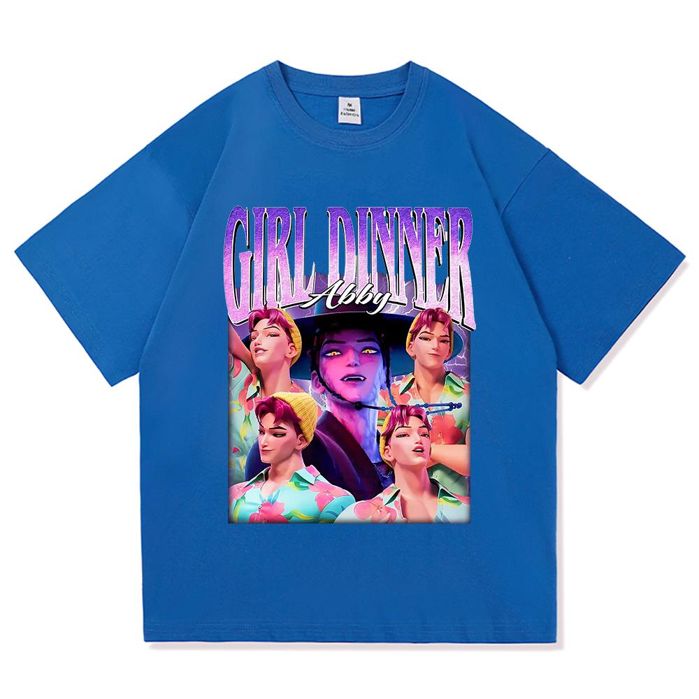 Girl Dinner Abby Jinu T Shirt 2025 Anime Demon Hunters Saja Boys Men/women Clothing Vintage Harajuku High Quality Cotton Tshirts