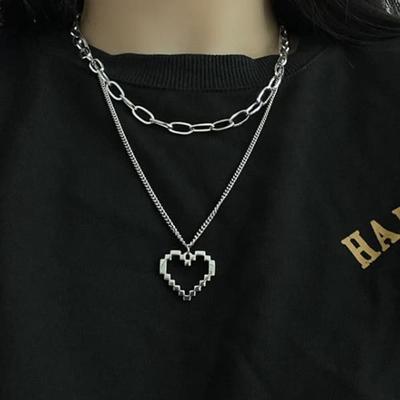 Women's Mosaic Heart Chain Layered Necklace