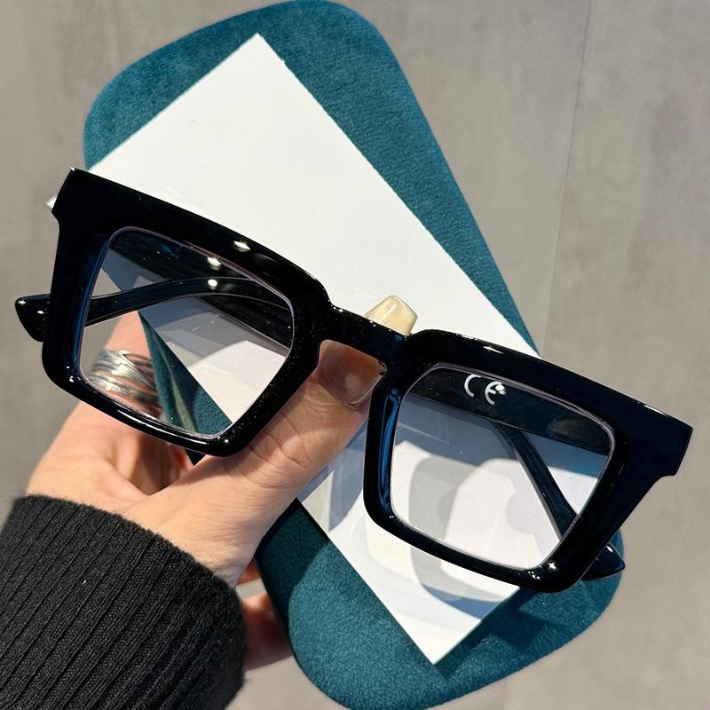Retro Classic Square Frame Reading Glasses Women Men Vintage Oversize Anti Blue Light Presbyopia Eyeglasses 7colors Eyewear+4.0