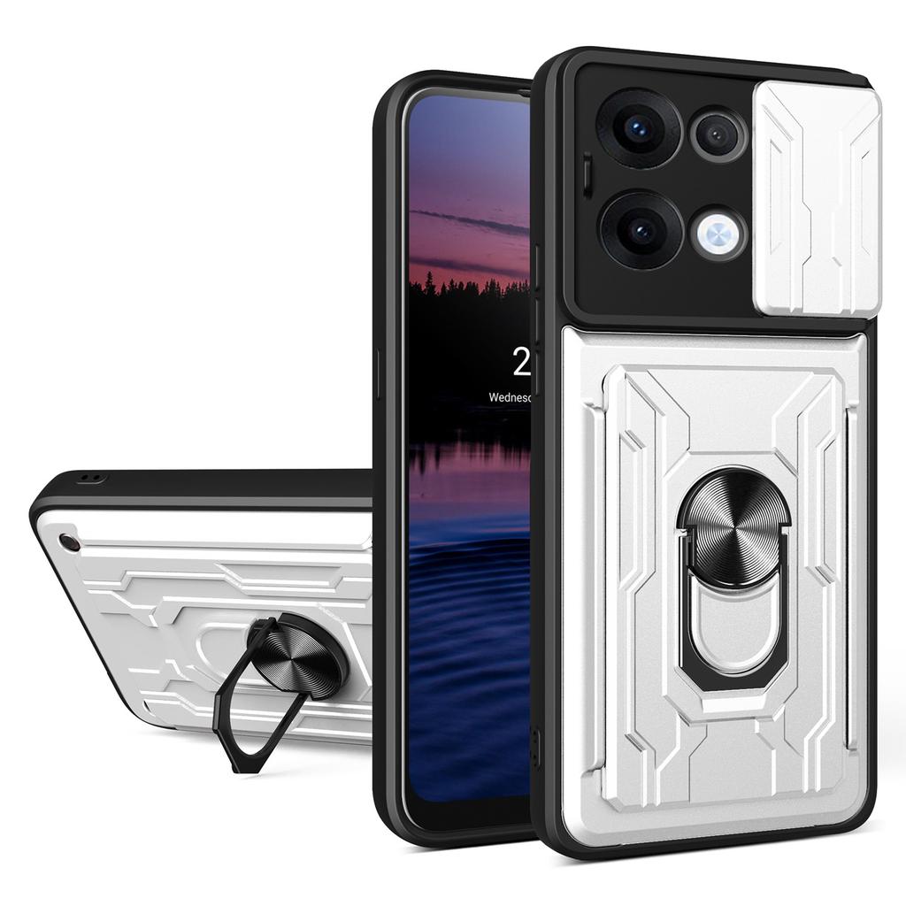 For Oppo Reno13 5G (Global) Case PC+TPU Kickstand Phone Back Cover with Camera Slider