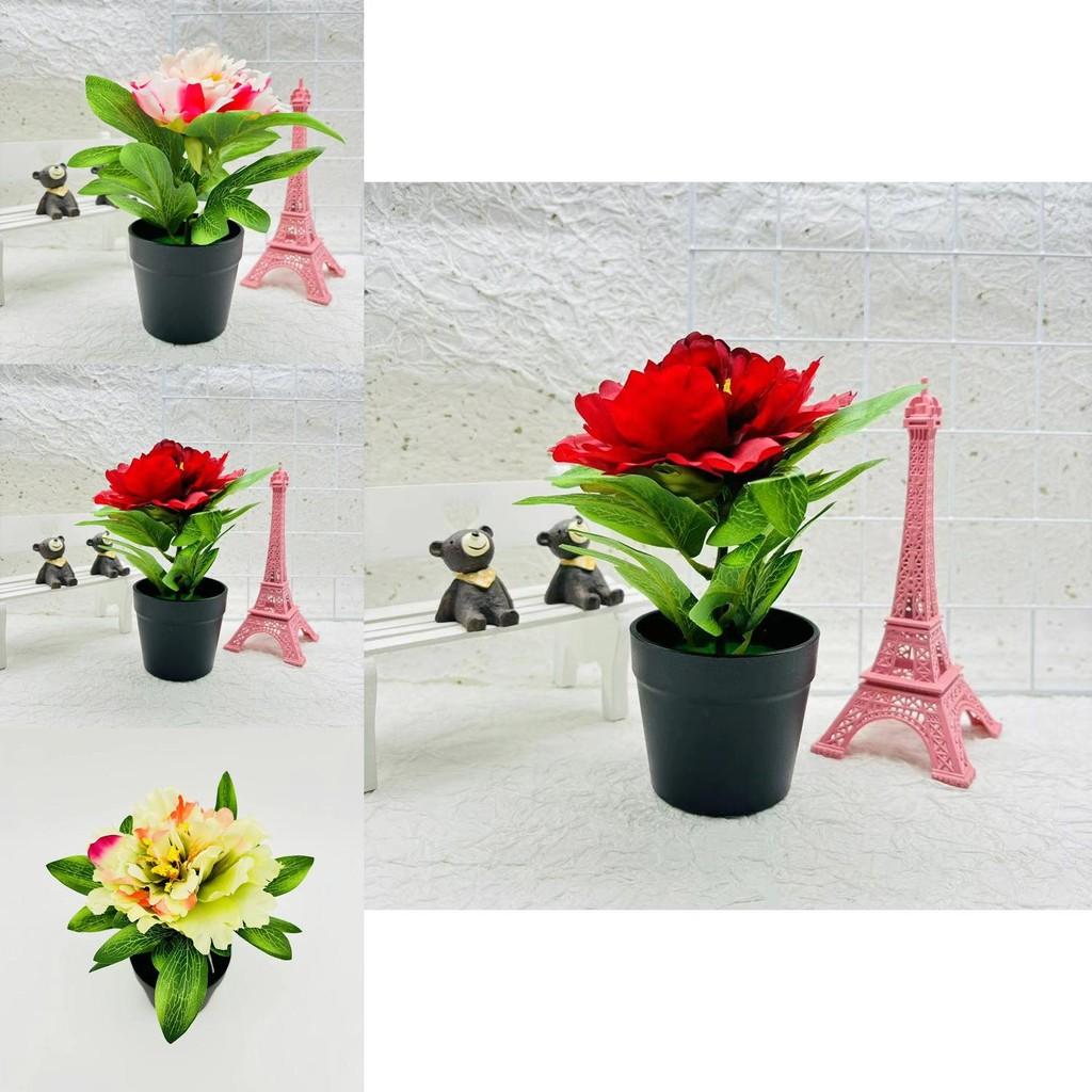 Faux Peony Flower With Silk And Plastic Material For Home Office And Indoor Botanical Decor