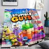 1PC Stumble Guys Print Flannel Blanket, High quality Comfortable for All Seasons, Home Decor, Warmth and Comfort, Perfect for Christmas Gifts184