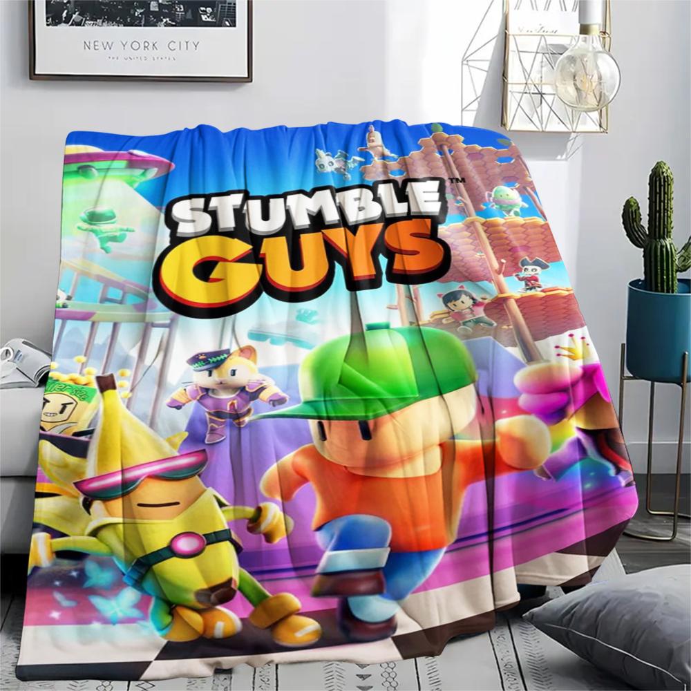 1PC Stumble Guys Print Flannel Blanket, High quality Comfortable for All Seasons, Home Decor, Warmth and Comfort, Perfect for Christmas Gifts184