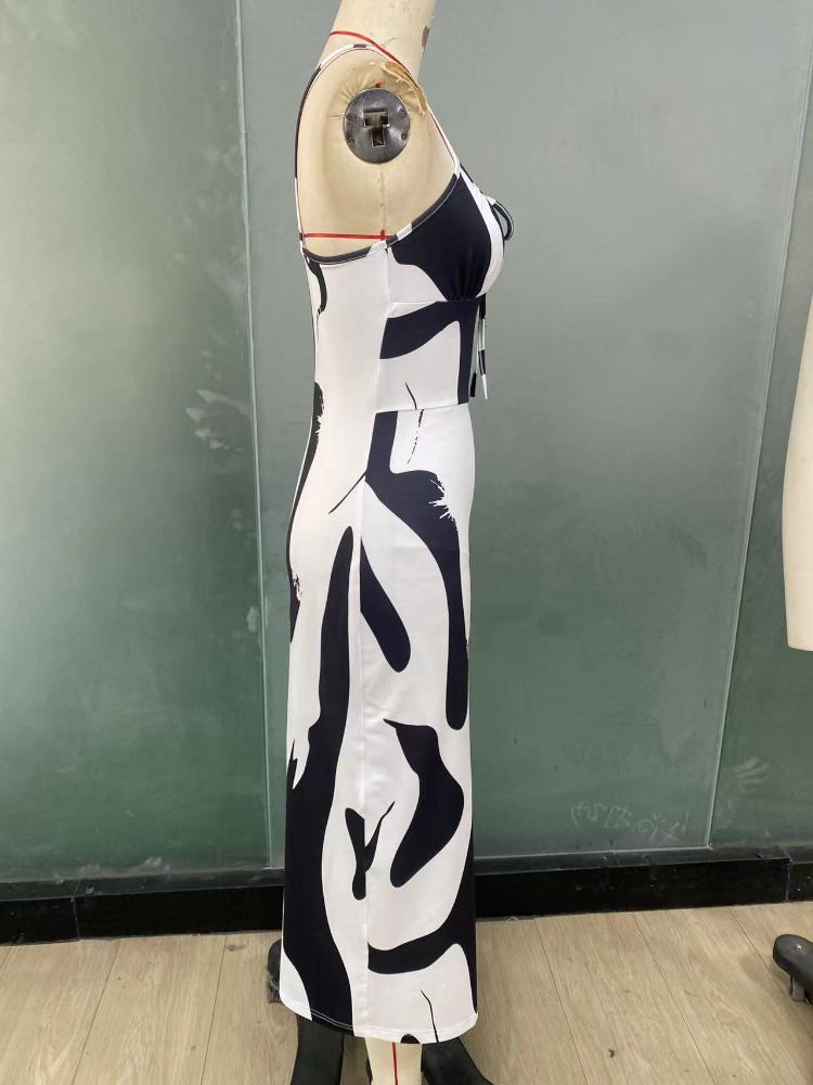 Summer Sexy Slit Dress Women's Vacation Beach Dress Fashionable Elegant Suspender Dress